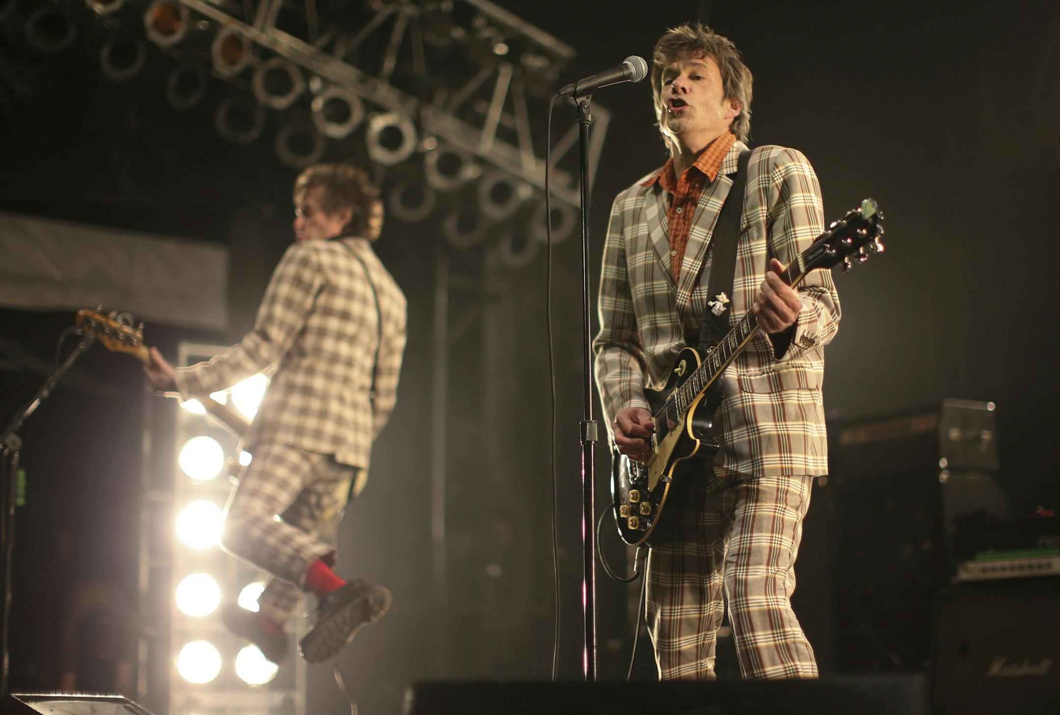 The Replacements during their set at Midway Stadium Saturday evening. ] JEFF WHEELER ‚Ä¢ jeff.wheeler@startribune.com The Replacements reunion tour finally made a stop in their hometown Saturday night, September 13, 2014 at Midway Stadium in St. Paul. ORG XMIT: MIN1409132242161095