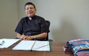 Father Lucho Palomino, parochial vicar for Our Lady of Victory, St. Elizabeth, and St. Leonard churches in Otter Tail County in west-central Minnesota