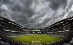 Clouds gathered over Allianz Field in St. Paul as the Minnesota United took on Hertha Berlin in a friendly in May.