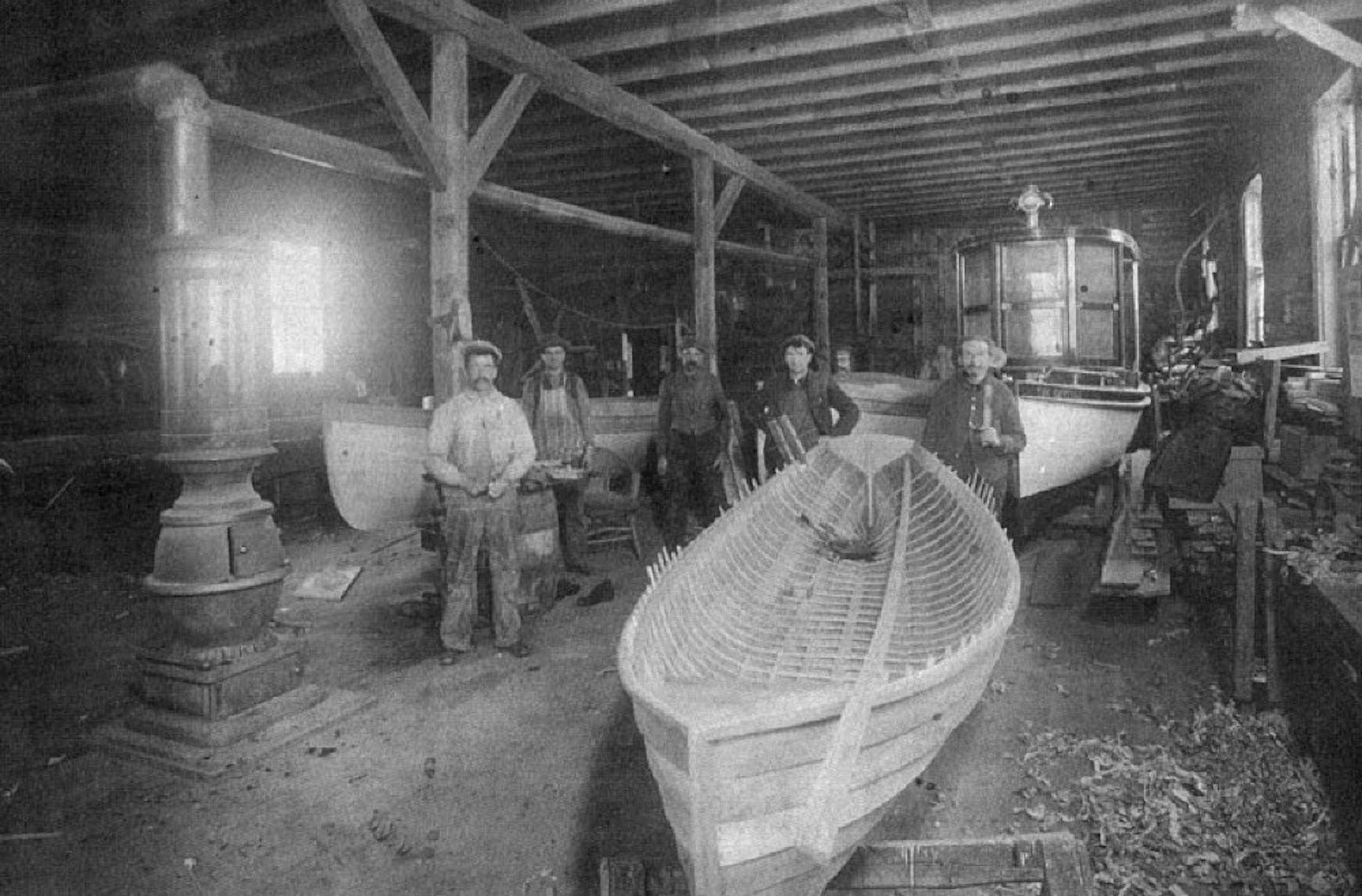 Thomas Wise, who built the house in 1904, started Wise Boat Works, pictured here between 1910 and 1919. The business was located where the Wayzata Yacht Club is now.