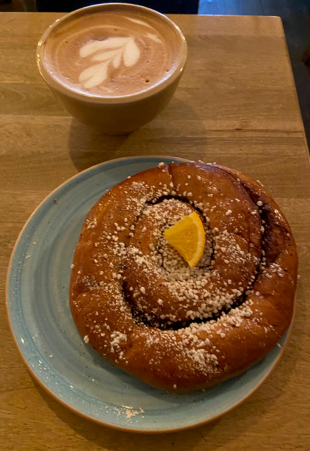 It is customary in Sweden to take a glorified coffee break known as fika, perhaps with the addition of a cinnamon bun or slice of pie or both.