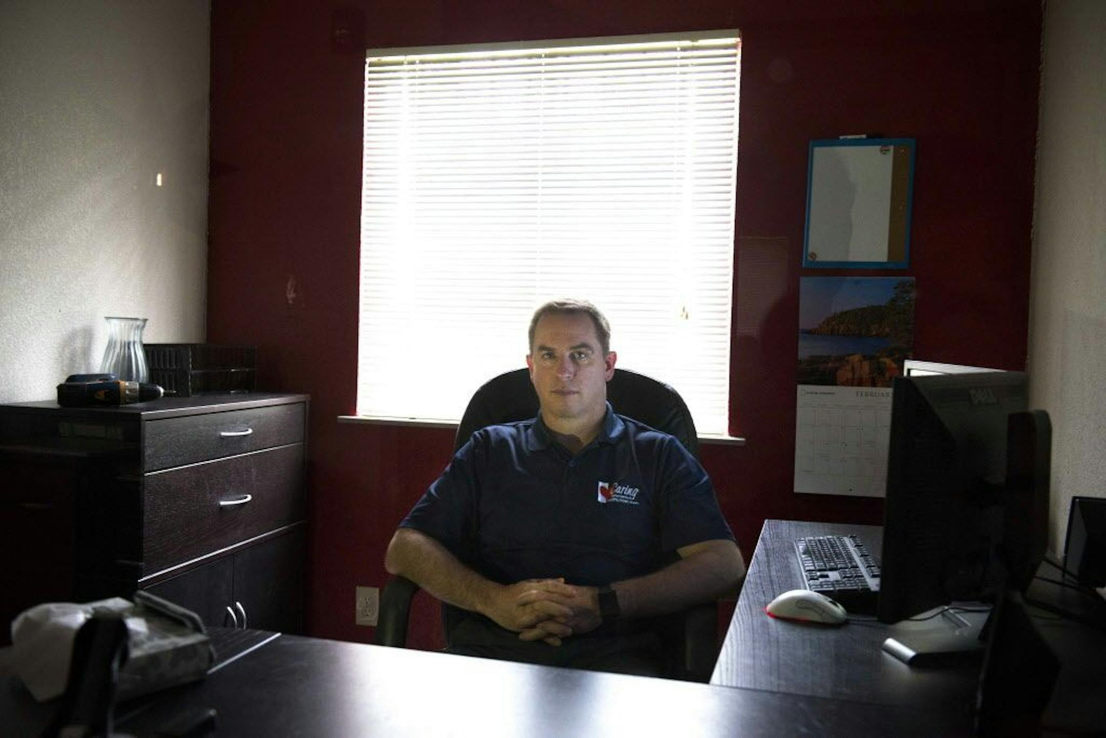 In this Wednesday, April 1, 2015 photo, Jeff Salter, CEO of Caring Senior Service, poses for a photo in his company office building in San Antonio.