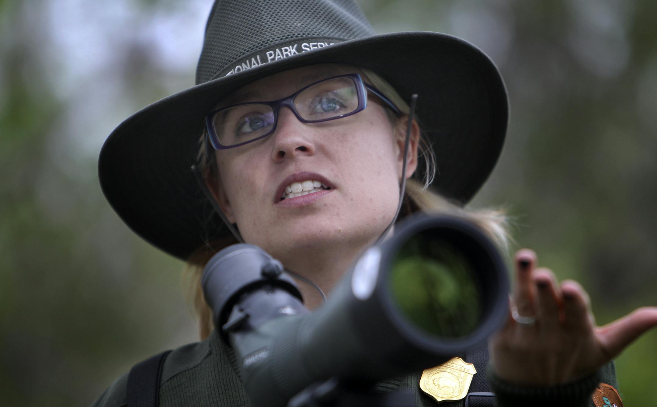 DAVID JOLES ‚Ä¢ djoles@startribune.com -May 24, 2011- Minneapolis, MN- : Among the wildlife displaced by the recent tornado were Great Blue Herons living in a rookery on an island near the Camden Bridge on North Mississippi Regional Park in north Minneapolis. An estimate 180 nests dotted the trees on the island but the tornado wiped out all the nests in the rookery. In this photo:] Sharon Stiteler, a National Park Service Ranger at the Mississippi National River and Recreational
