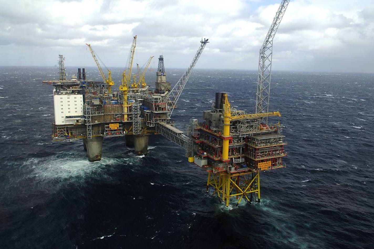 Oseberg gas platform is seen in the North Sea, Thursday, April 19, 2007, prior to the arrival of Austria's President Heinz Fischer, unseen. Fischer arrived on a state visit to Norway Tuesday.