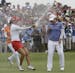 Inbee Park of South Korea was sprayed with champagne after sinking her last putt on the 18th green during the final round at the U.S. Women's Open gol
