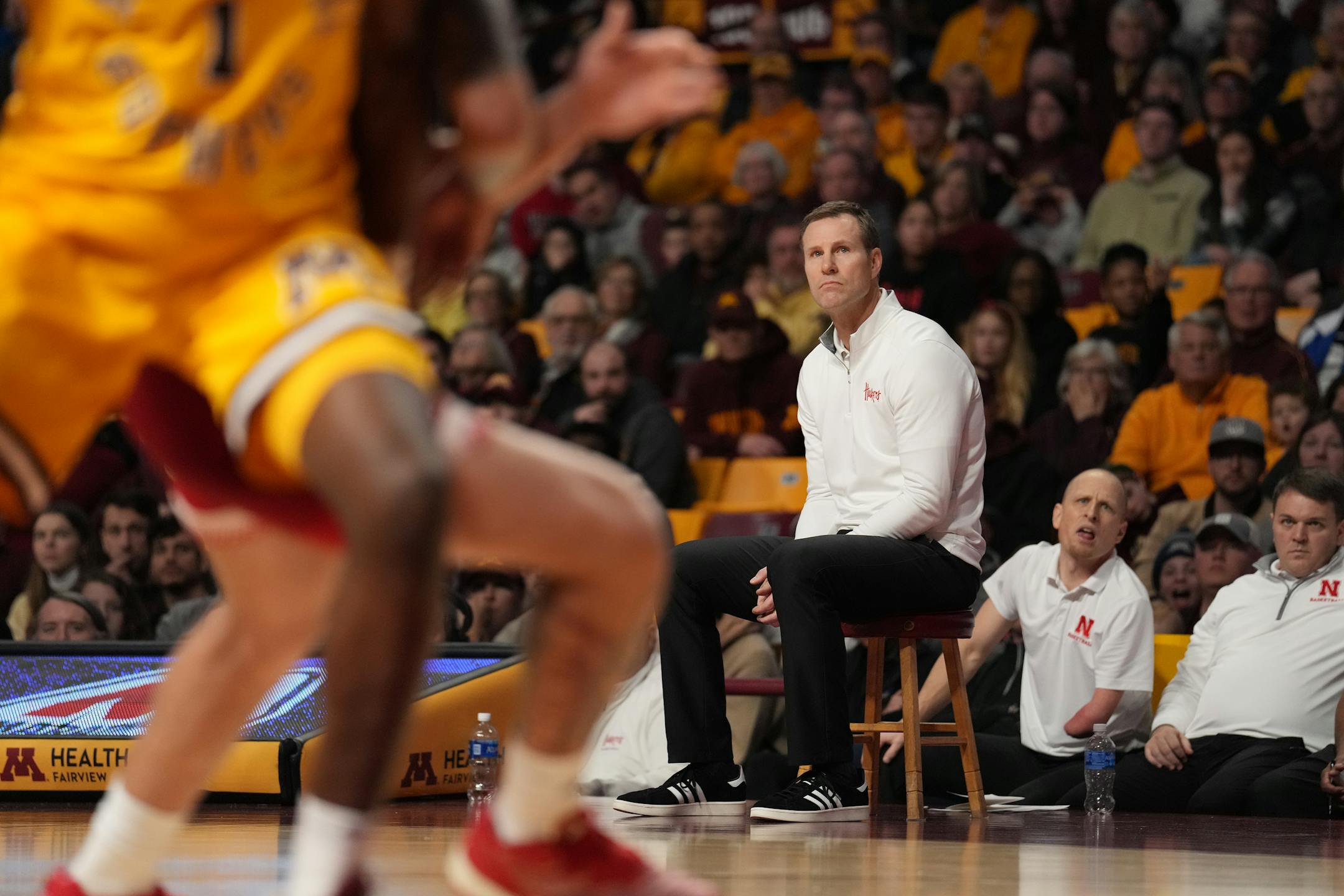 Nebraska Cornhuskers head coach Fred Hoiberg watches the play against Minnesota Golden Gophers in the second half.