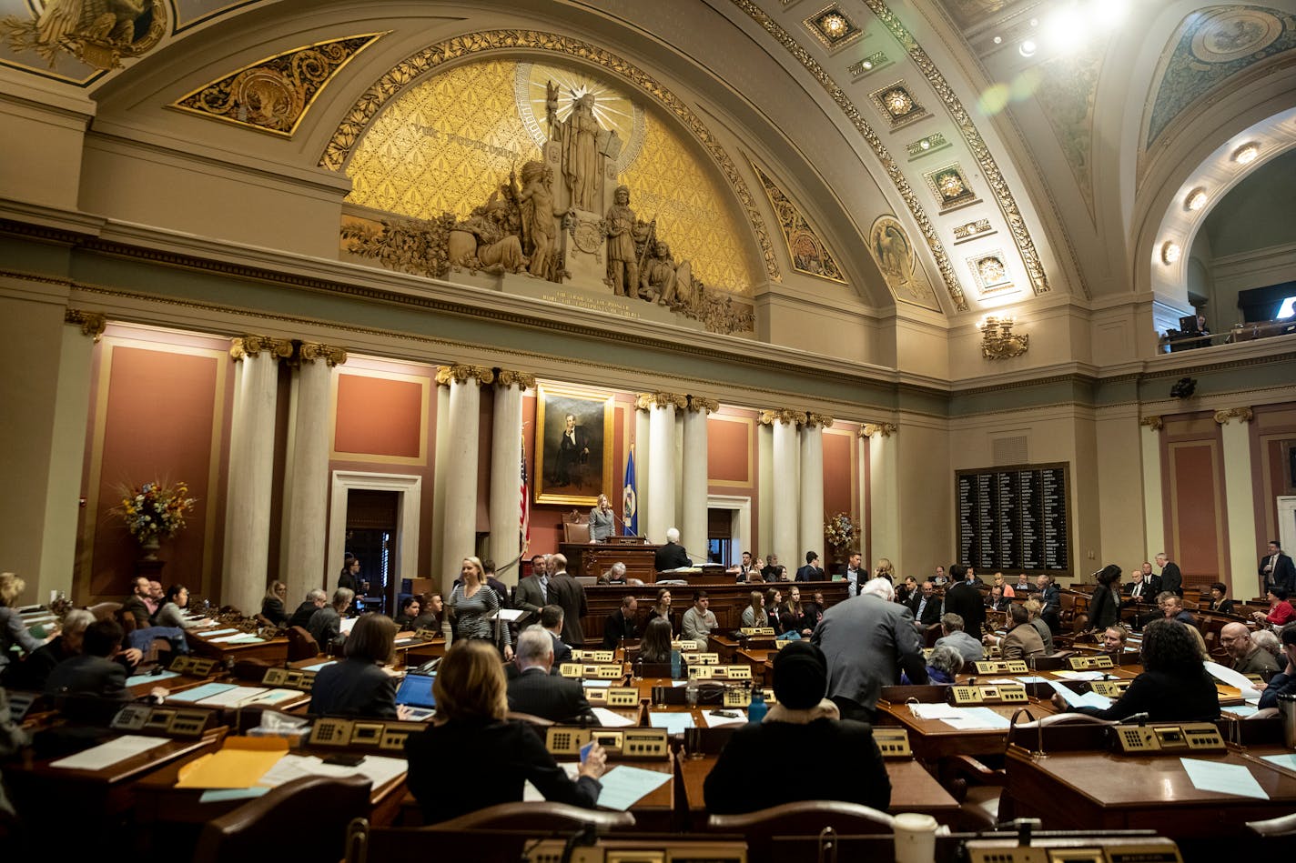 Lawmakers during a House session at the Minnesota State Capitol in February.