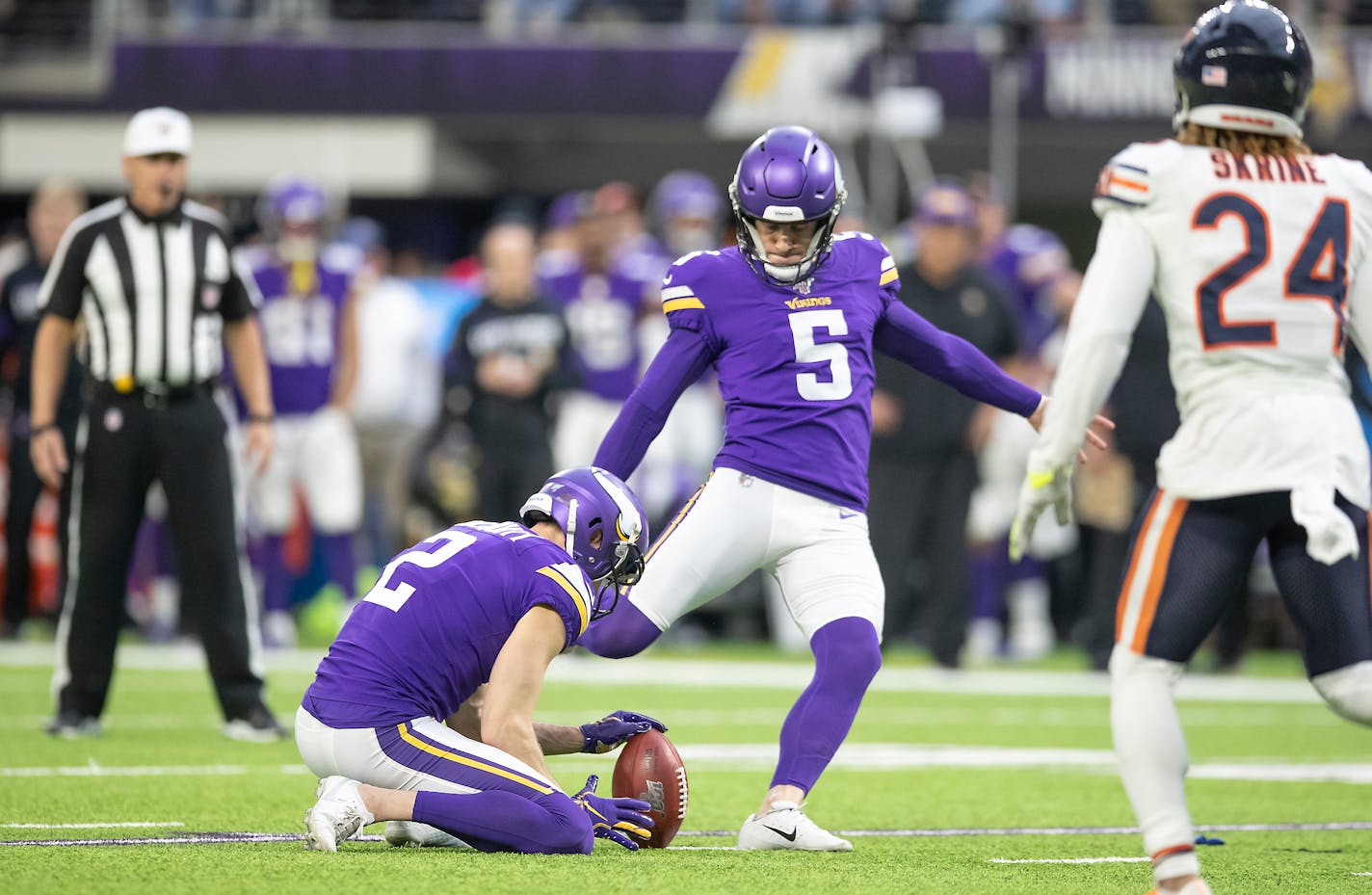 Vikings kicker Dan Bailey connected on a field goal in the fourth quarter.