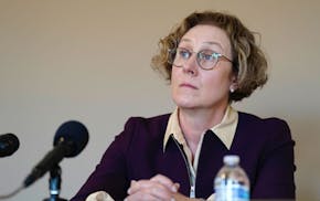 University of Minnesota presidential candidate Rebecca Cunningham spoke at a news conference in the Coffman Memorial Union at the University of Minnes