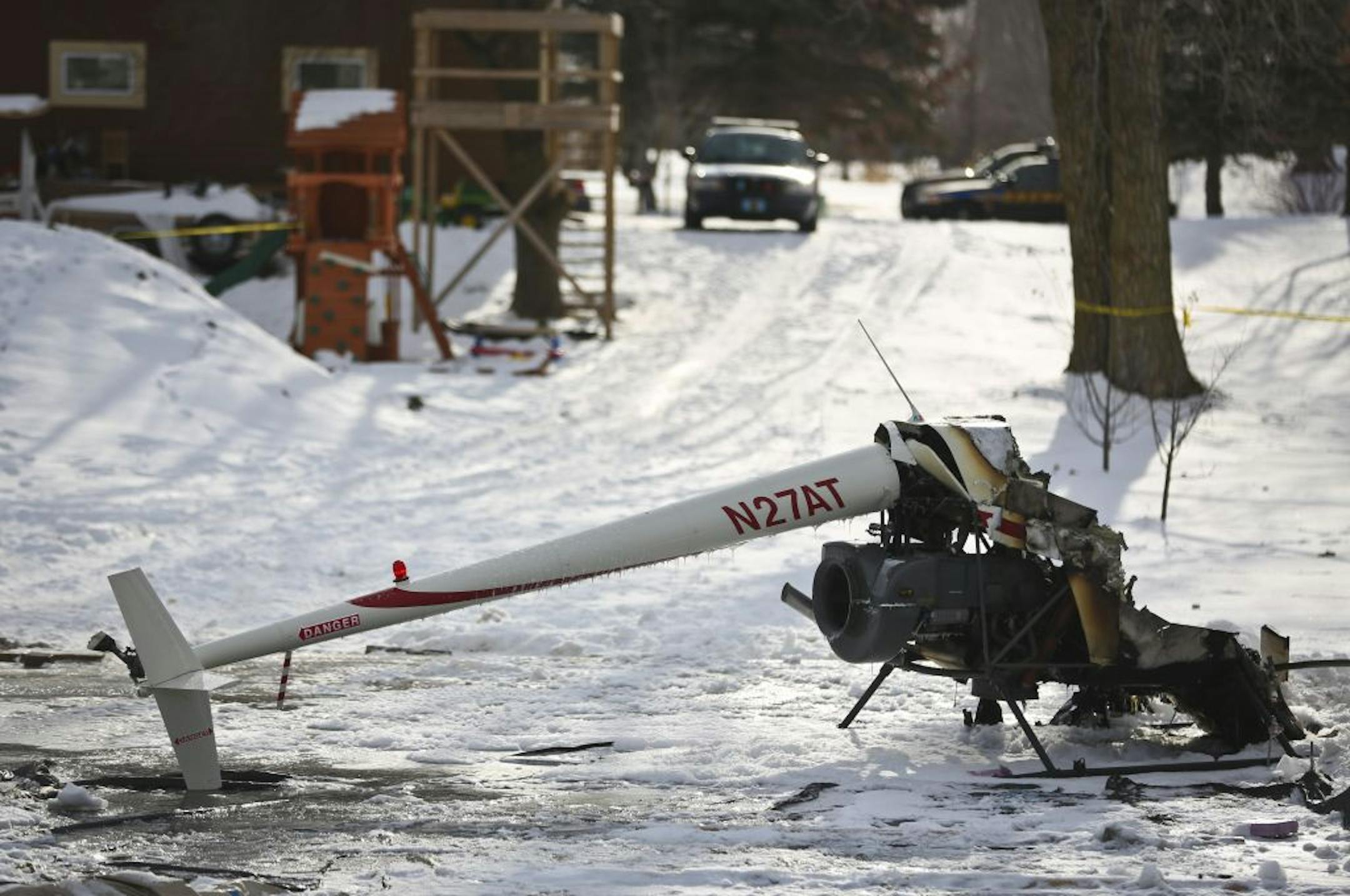 Nils T. Svard , 68, of Minneapolis suffered minor injuries Sunday when the private helicopter he was piloting burned upon landing in Corcoran, where he'd flown to visit his grandchildren, according to the Hennepin County Sheriff's Office.