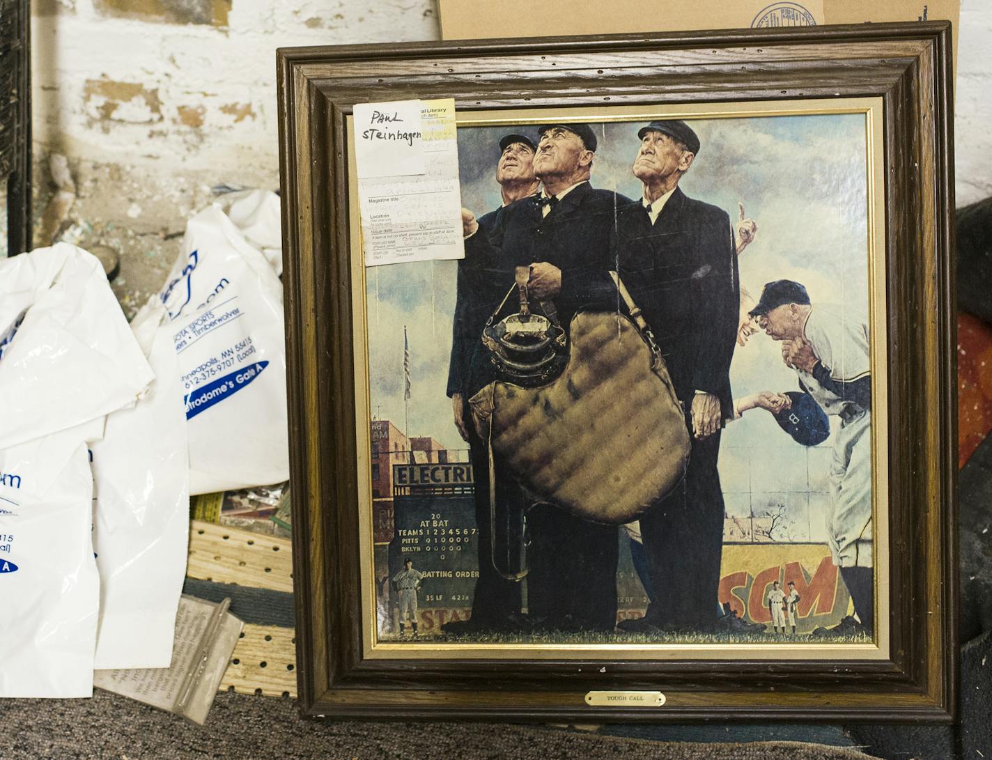 Merchandise ready to be packed at Dome Souvenirs in downtown Minneapolis on Friday, August 28, 2015. ] LEILA NAVIDI leila.navidi@startribune.com / BACKGROUND INFORMATION: Dome Souvenirs, the longtime sporting goods shop across from the former Metrodome, is moving to St. Louis Park.