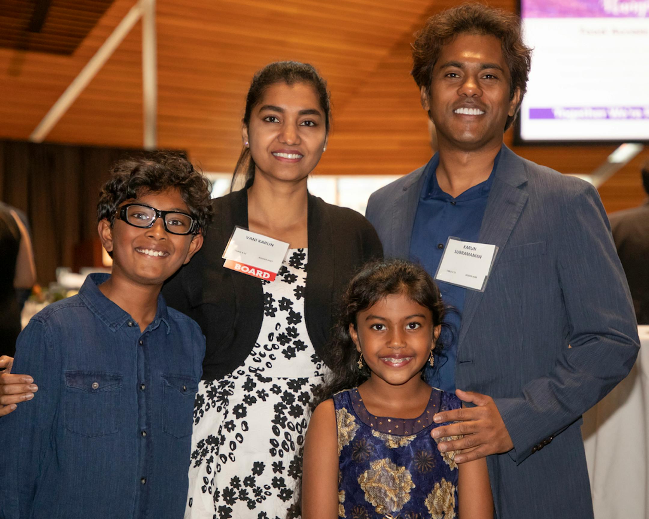Vani Karun, Karun Subramanian, Sarvajith and Samyuktha at the 2019 Hunger Bash.