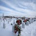 After six inches of snow fell the night before, over 5,000 wreaths were laid at the gravesites at Fort Snelling National Cemetary in Minneapolis.