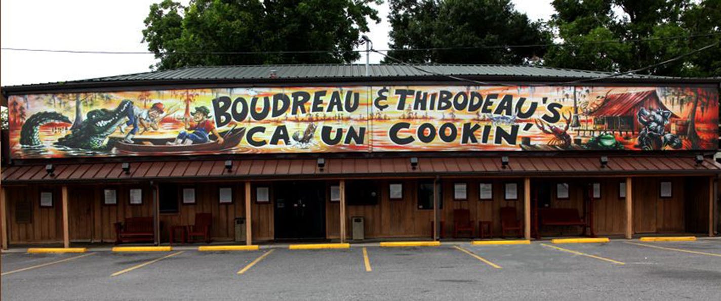 A restaurant in Houma, La. &#xf3; about 60 miles southwest of New Orleans &#xf3; called &#xec;Boudreau and Thibodeau&#xed;s Cajun Cookin&#xed;.&#xee;