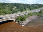 Flooding runoff from Lester River enters Lake Superior near Duluth on Wednesday.
