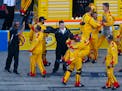 Joey Logano's crew members celebrated after the driver won the NASCAR Sprint Cup race at Talladega (Ala.) Superspeedway on Sunday.