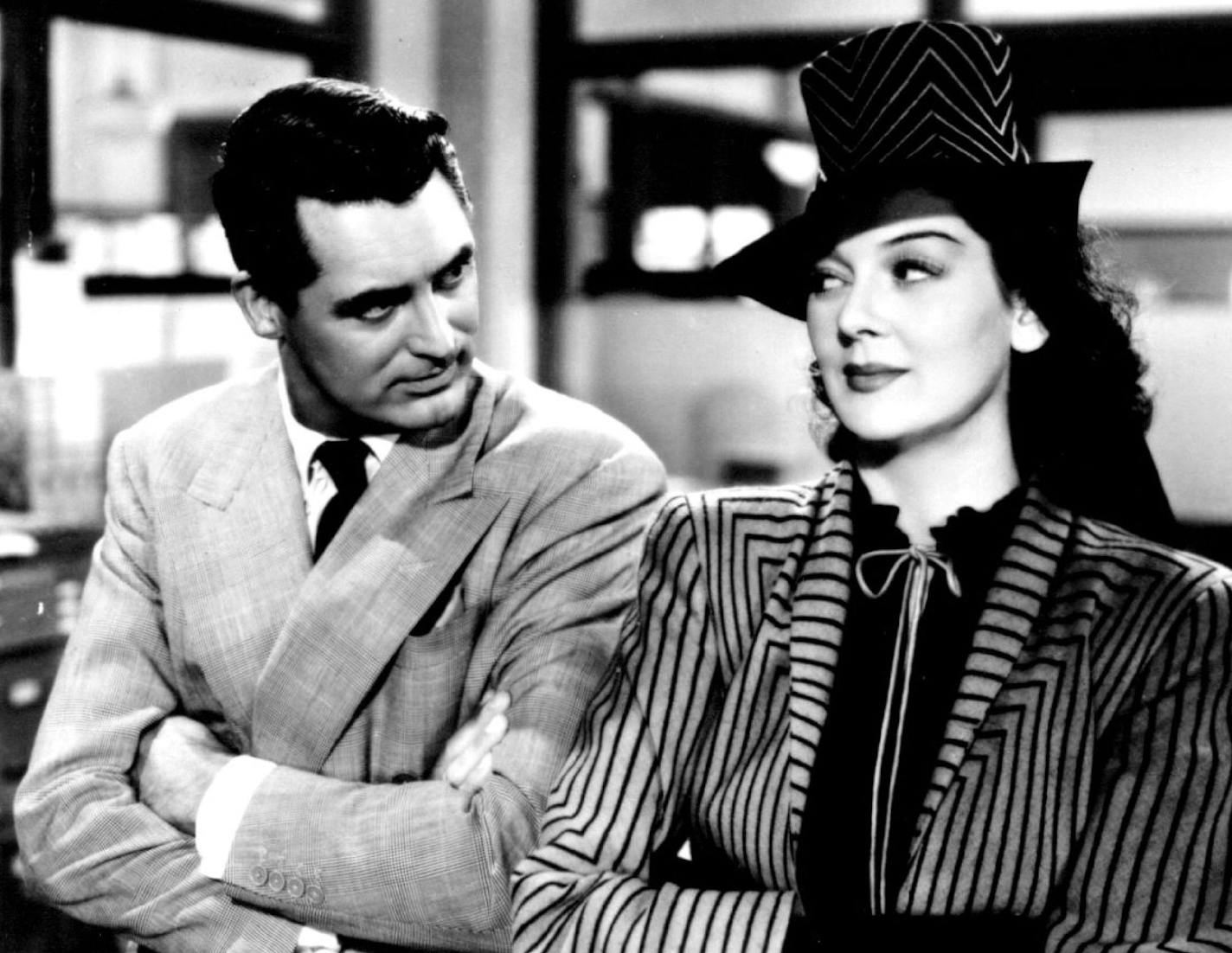 Cary Grant & Rosalind Russell in 1940 movie "His Girl Friday".