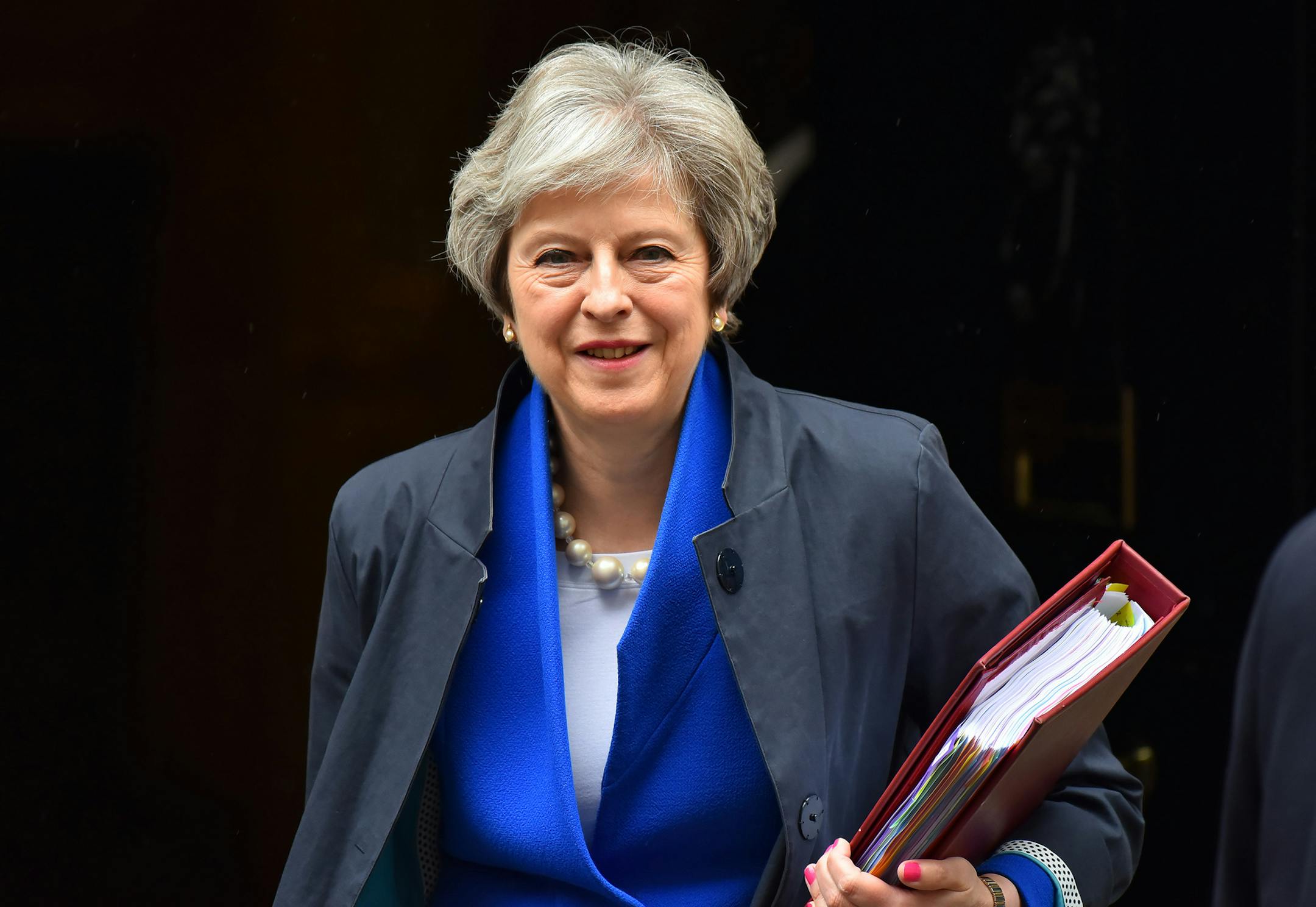 British Prime Minister Theresa May leaves 10 Downing Street on May 2, 2018, in London. (Alberto Pezzali/NurPhoto/Zuma Press/TNS)