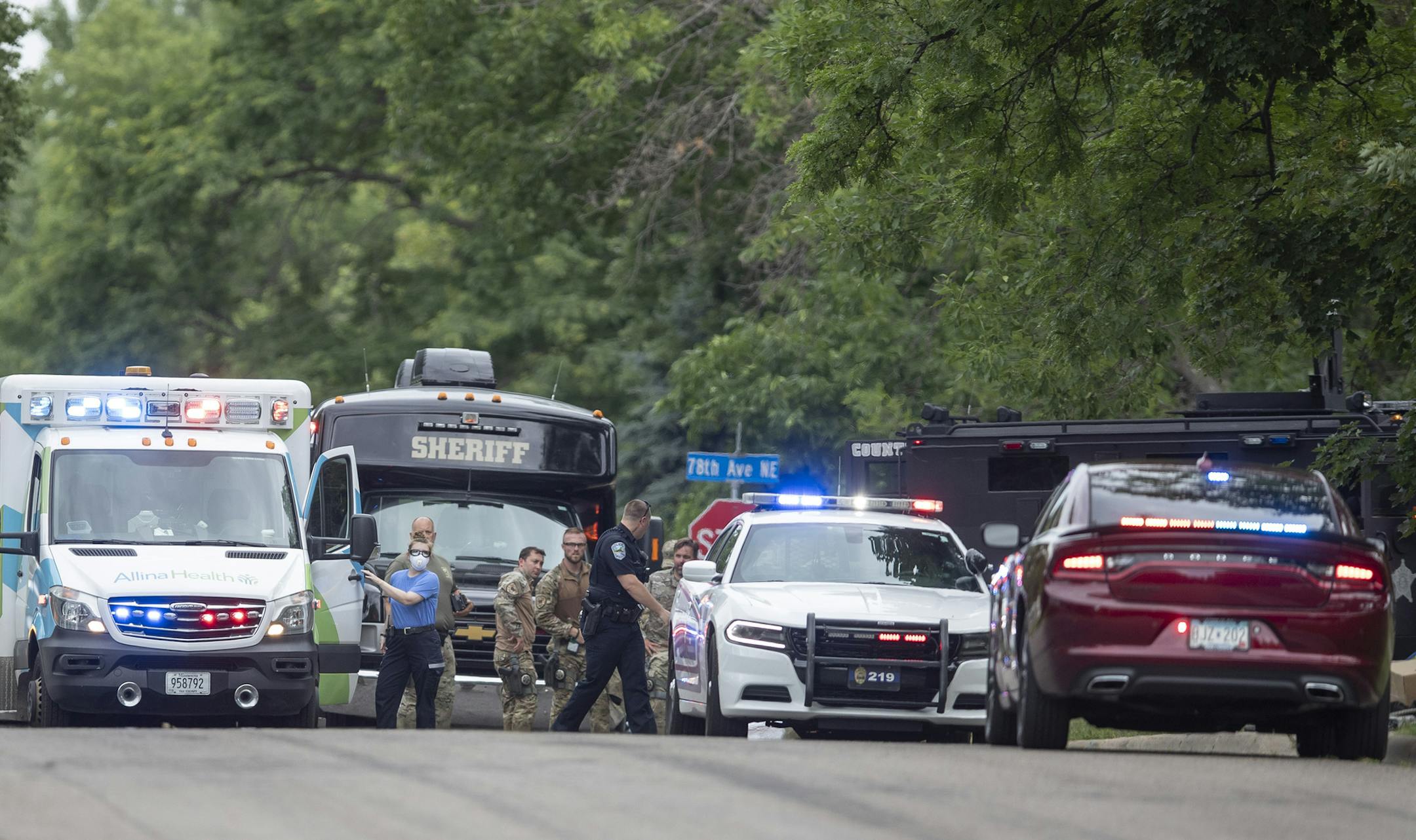 A suspect was transported to a local hospital after a standoff in a residential Spring Lake Park neighborhood on Monday, July 6.