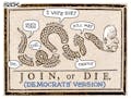 Sack cartoon: Join, or die