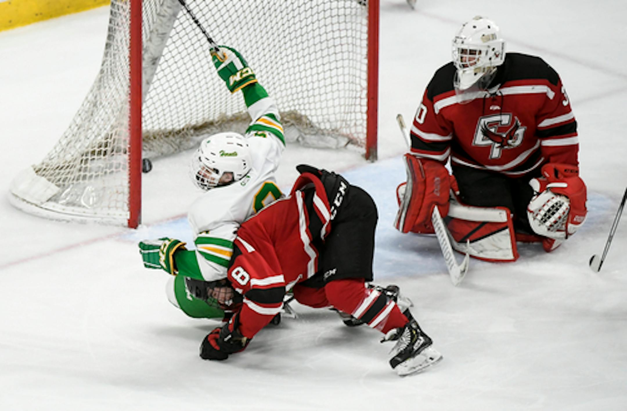 Edina forward Peter Colby (9) scored the go-ahead goal in the third period against Eden Prairie as he collided with Drew Holt (8).    ]   Aaron Lavinsky ¥ aaron.lavinsky@startribune.com