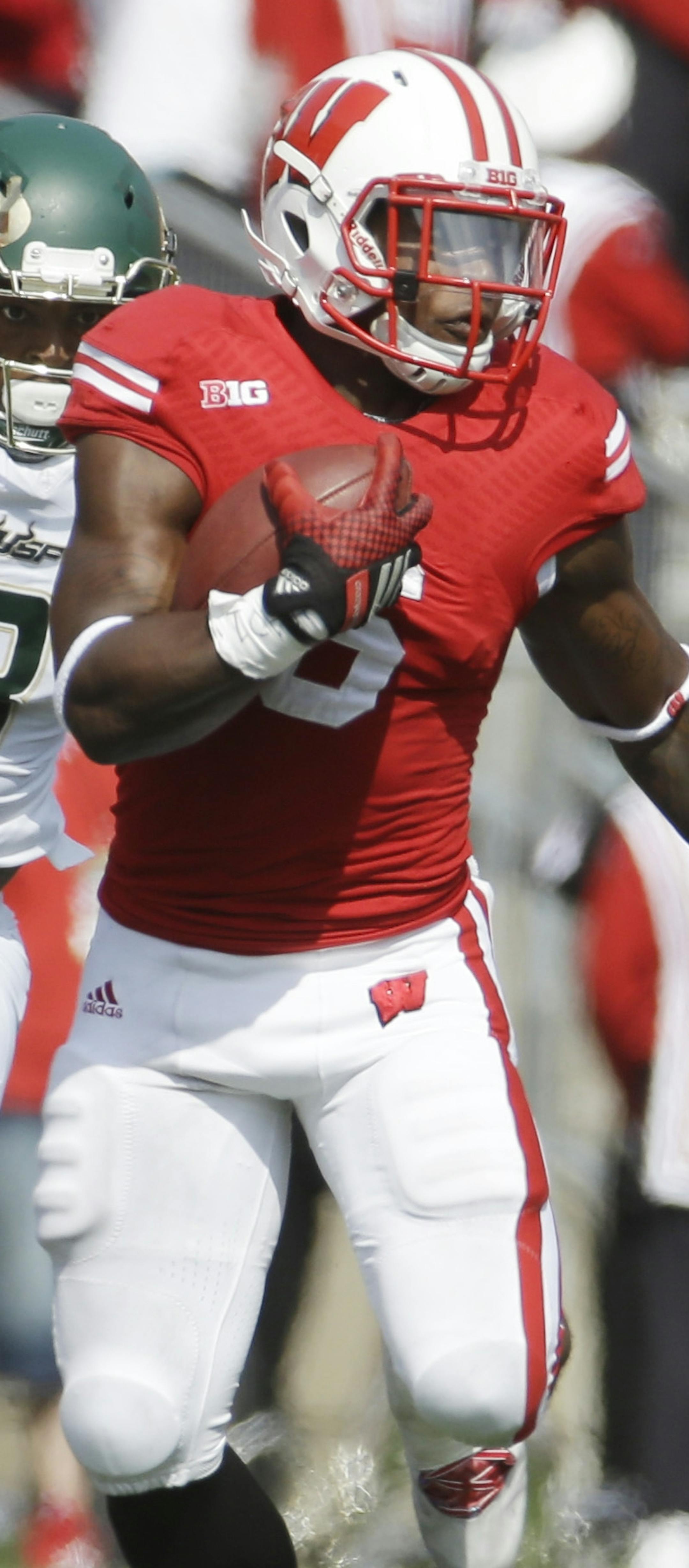Wisconsin's Corey Clement during the second half of an NCAA college football game against South Florida Saturday, Sept. 27, 2014, in Madison, Wis. Wisconsin won 27-10. (AP Photo/Morry Gash) ORG XMIT: WIMG1