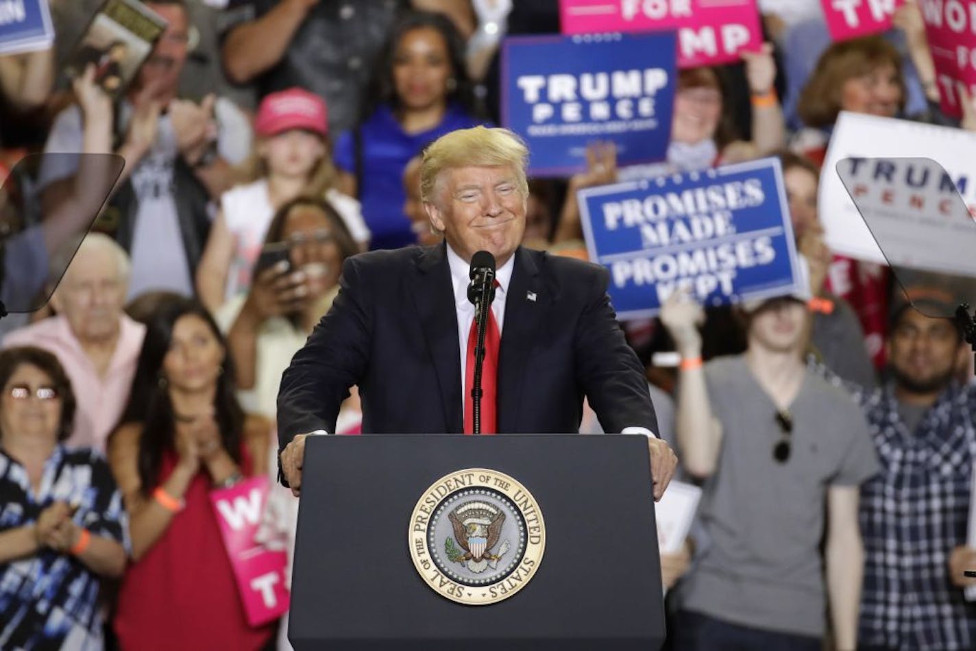 President Donald Trump spoke in Harrisburg, Pa., on Saturday. As Trump reaches the 100-day mark in the White House, only 40 percent of voters in the state approve of the job he is doing