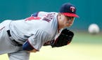Minnesota Twins starting pitcher Kyle Gibson delivers against the Cleveland Indians during the first inning of a baseball game Tuesday, Aug. 2, 2016, 