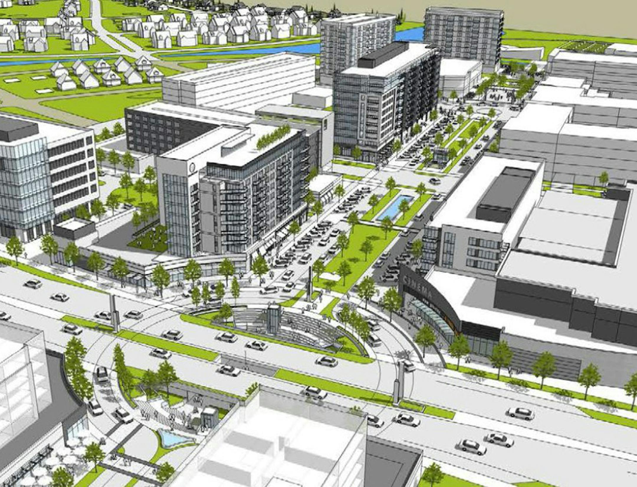 Courtesy RSP Architects Alatus released this rendering of what the Rice Creek Commons business area may look like as it begins to redevelop the former Twin Cities Army Ammunition Plant site in Arden Hills.