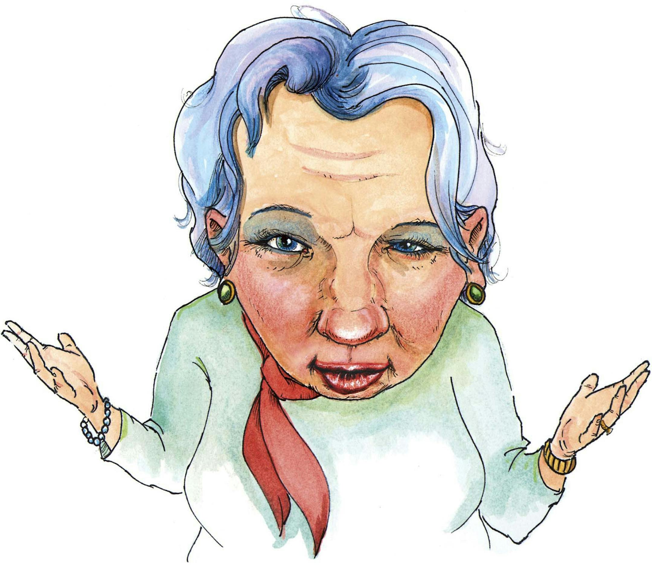 300 dpi 3 col x 5 in / 146x127 mm / 497x432 pixels Brent Castillo color illustration of a family member ready for a big hug and kiss. The Wichita Eagle 2005 <p>
KEYWORDS: family kisser kiss old lady grandmother grandma aunt relative reunion face cara viejo edad aging aarp retirement blue hair krtfeatures features krtnational national krtworld world krtfamily family krtseniors senior citizen krt aspecto aspectos beso abuelo tia familia illustration ilustracion grabado jubilacion grandparents day