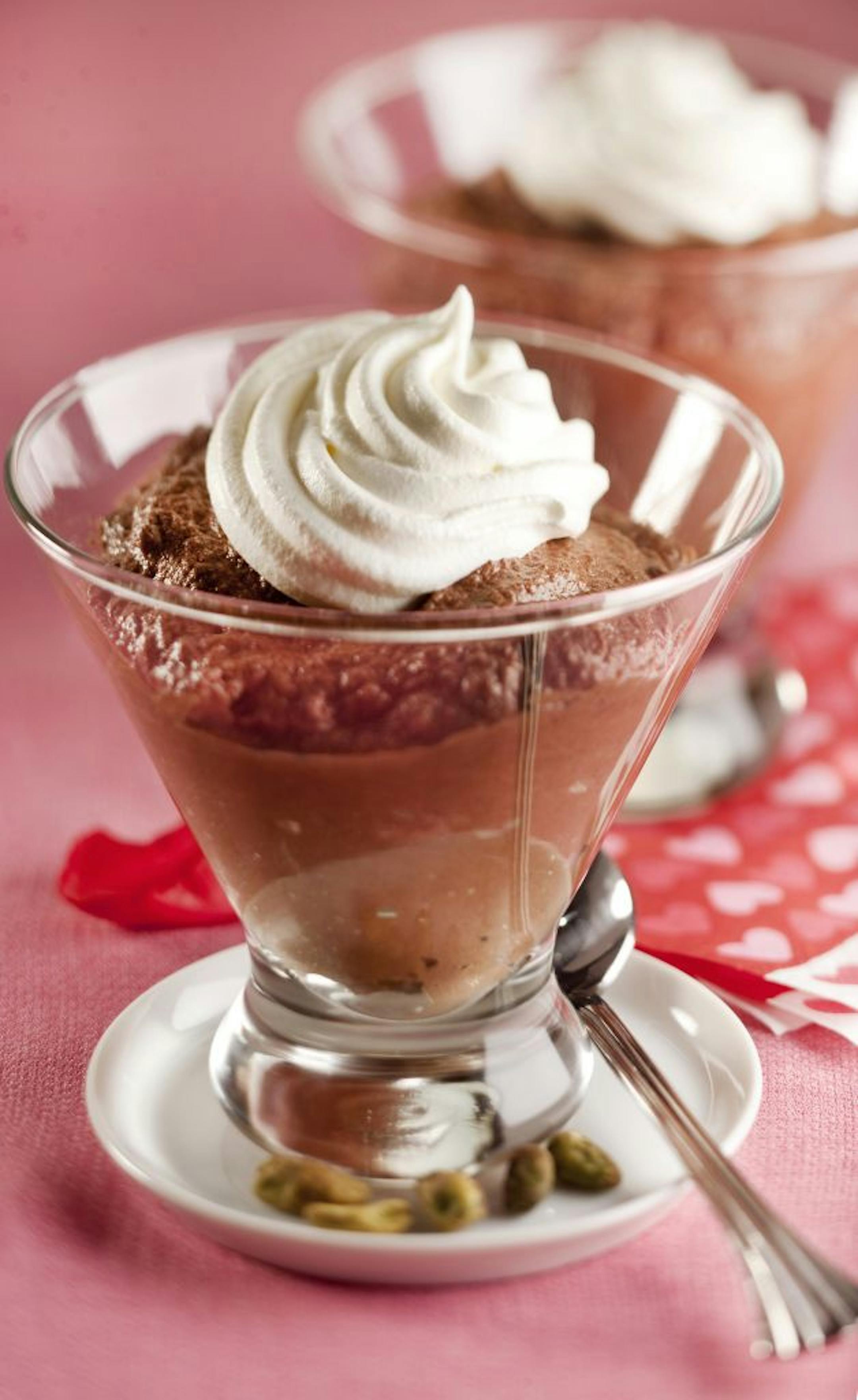 This eggless chocolate mousse for Valentine's Day is adapted from "The French Women Don't Get Fat Cookbook" by Mireille Guillano.