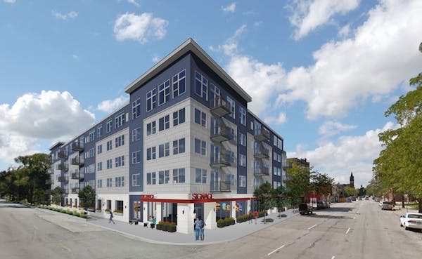 Rendering of proposed apartment development at E. 26th Street and Stevens Avenue in Minneapolis.