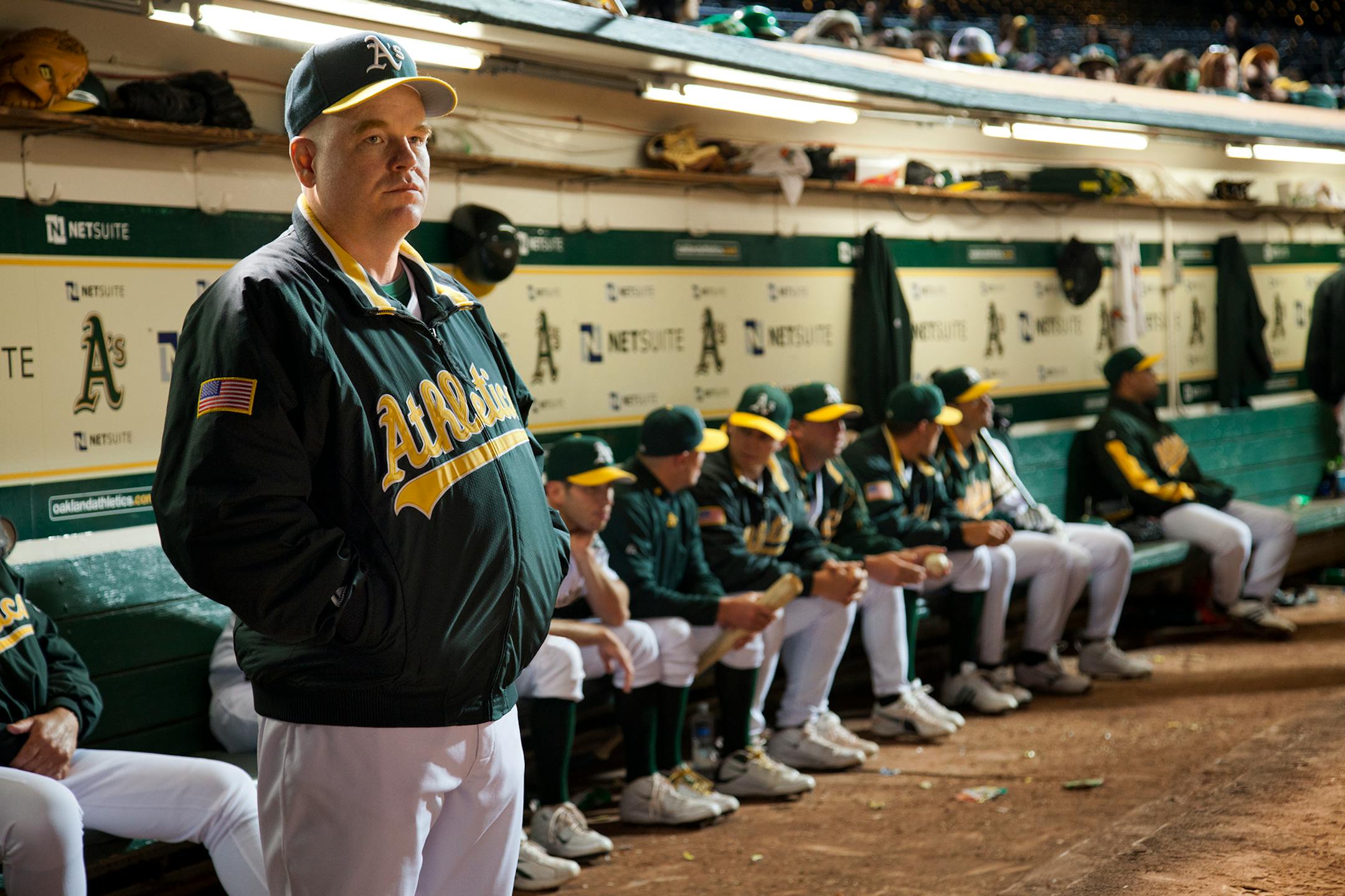 Philip Seymour Hoffman is shown in a scene from "Moneyball." (AP Photo/Columbia Pictures/Sony, Melinda Sue Gordon) ORG XMIT: NYET873