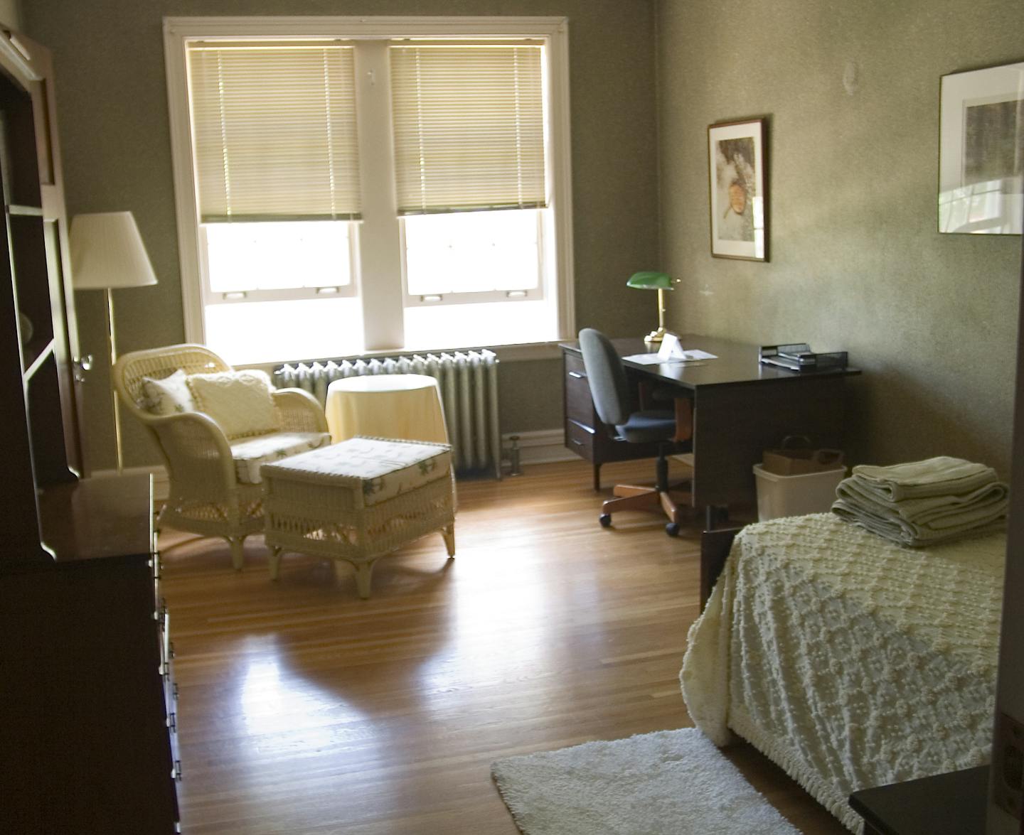 Bedrooms at the circa-1915 Anderson Center are available for artist retreats and private rentals.