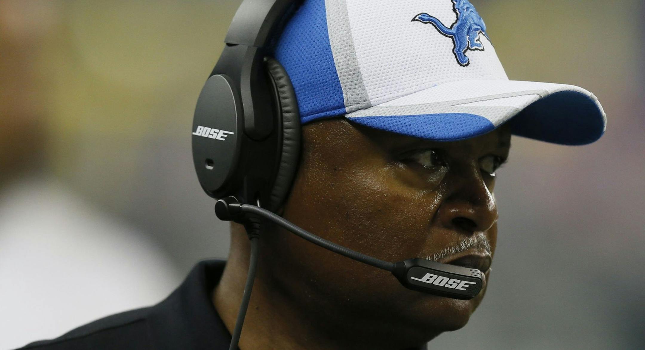 Detroit Lions head coach Jim Caldwell in the first half of preseason action against the Jacksonville Jaguars on Friday, Aug. 22, 2014, at Ford Field in Detroit. (Julian H. Gonzalez/Detroit Free Press/MCT) ORG XMIT: 1156494