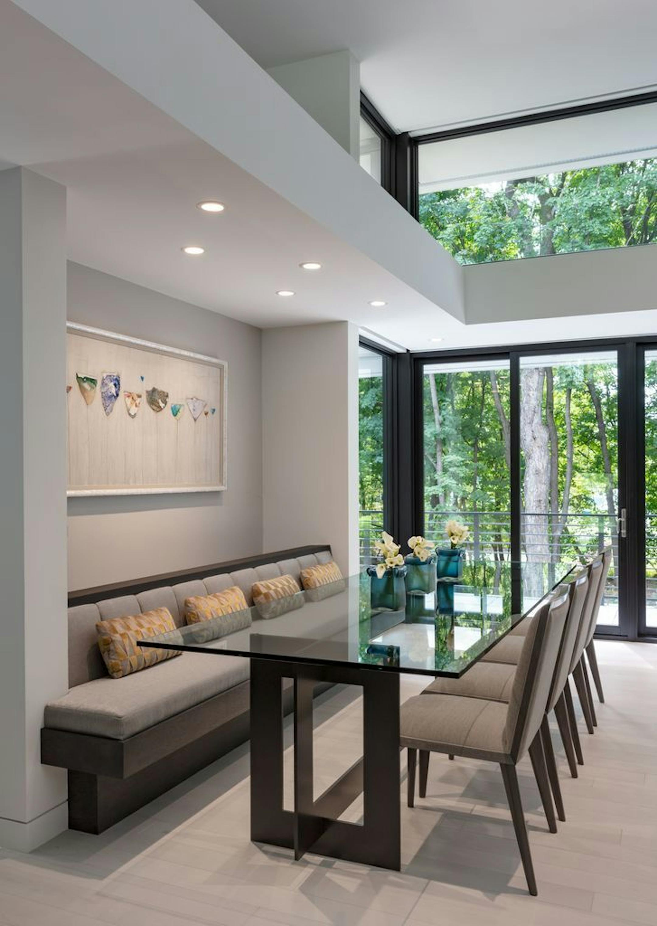 There's a built-in banquette for dining.
