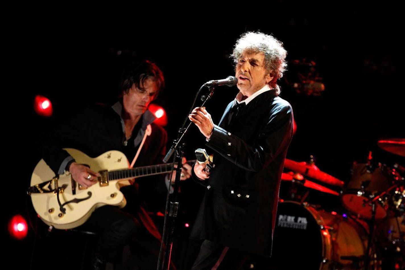 Musician Bob Dylan onstage during the 17th Annual Critics' Choice Movie Awards held at The Hollywood Palladium on Jan. 12, 2012 in Los Angeles. The singer will be executive producer of his own biopic, starring Timothee Chalamet.