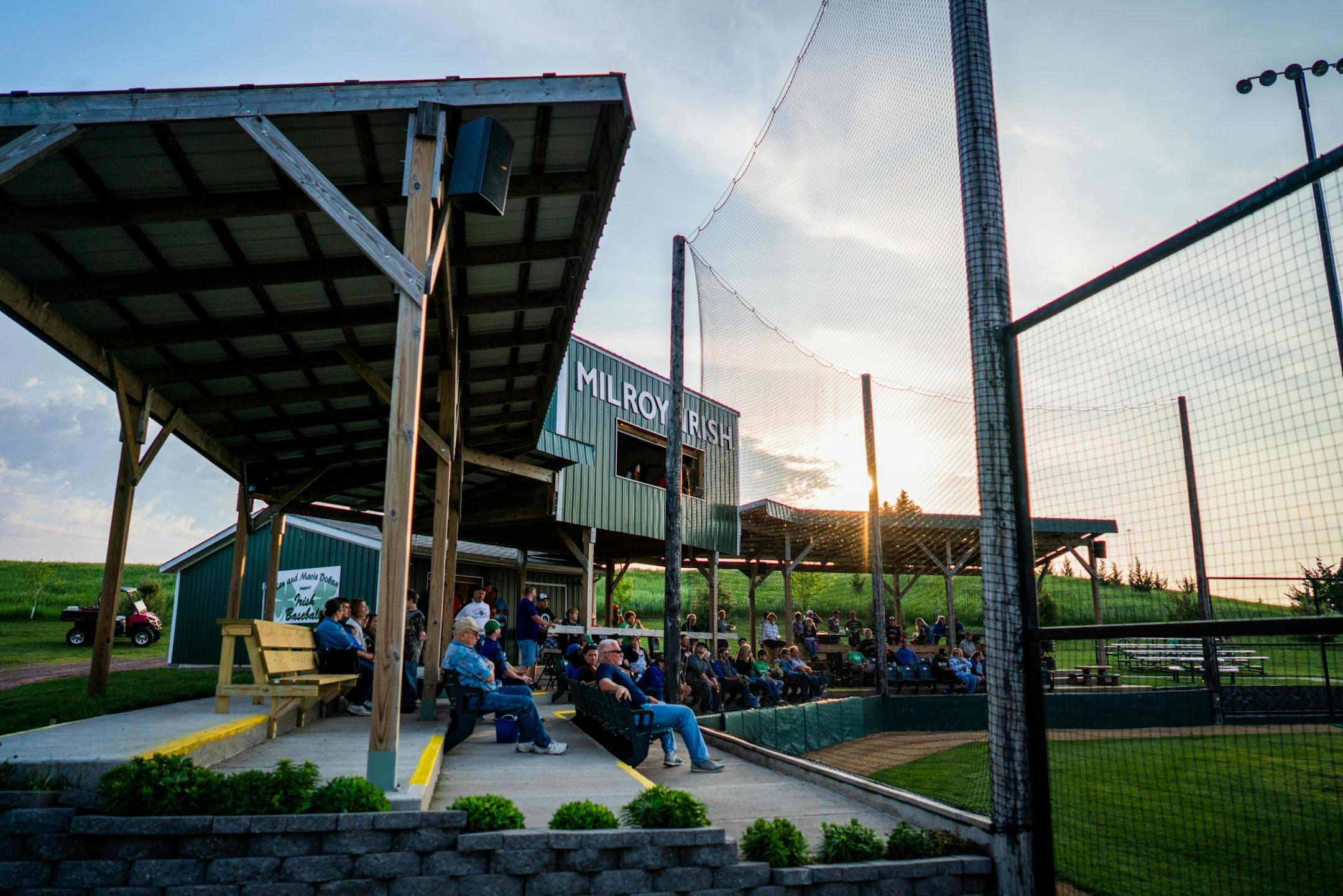 The sun sets over Irish Yard.