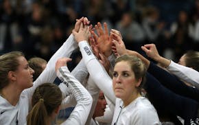 Concordia St. Paul volleyball played Wayne State (Neb.) in a NSIC Tournament quarterfinals match last month.