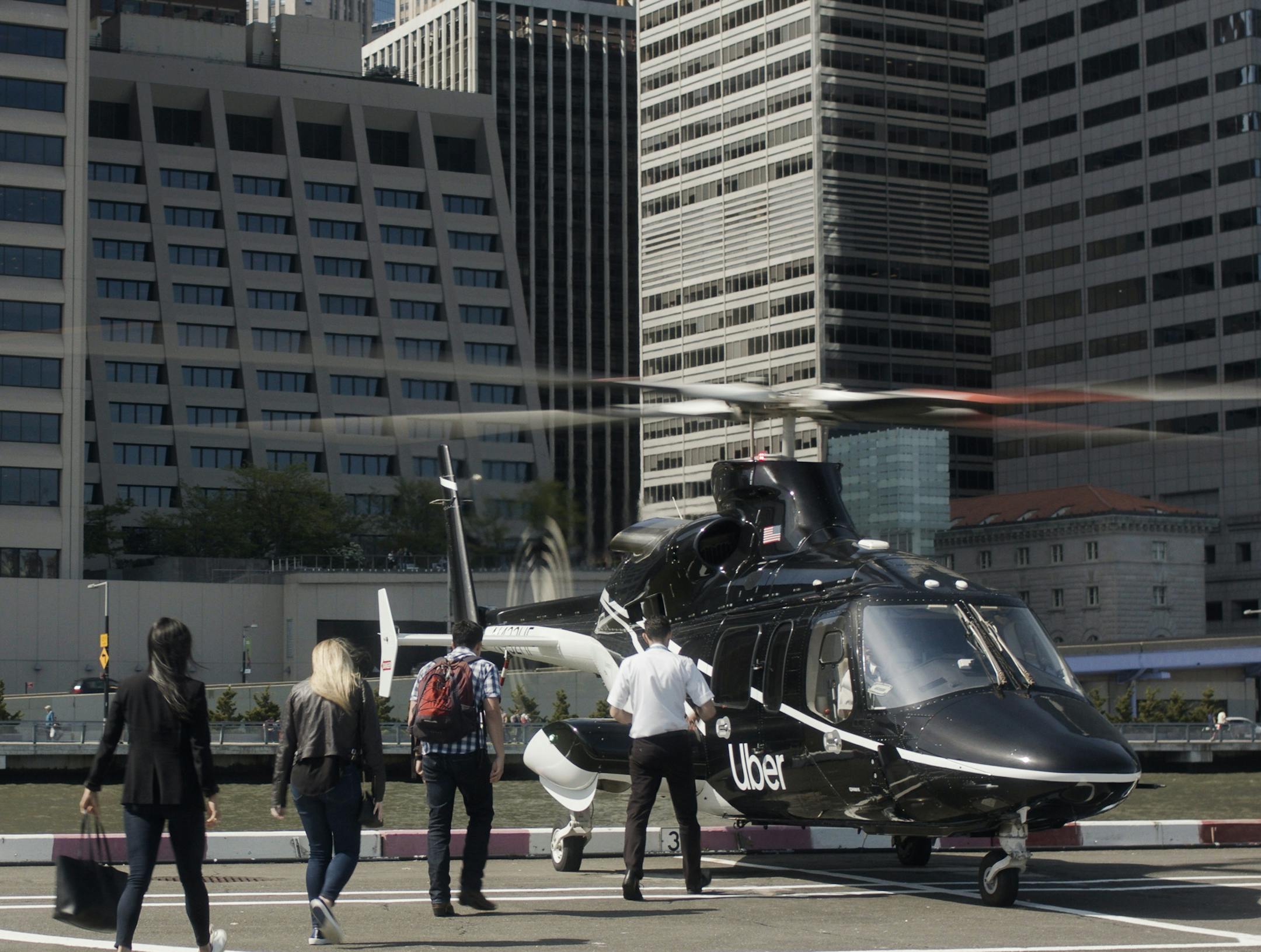 In an image provided by Uber, Uber is planning on-demand service to Kennedy International Airport. For an 8-minute, one-way flight, the average ride will cost between $200 and $225 per person and include private ground transportation on both ends of the trip. (Uber via The New York Times) -- NO SALES; FOR EDITORIAL USE ONLY WITH NYT STORY UBER HELICOPTER SERVICE BY SHIVANI VORA FOR JUNE 23, 2019. ALL OTHER USE PROHIBITED. --