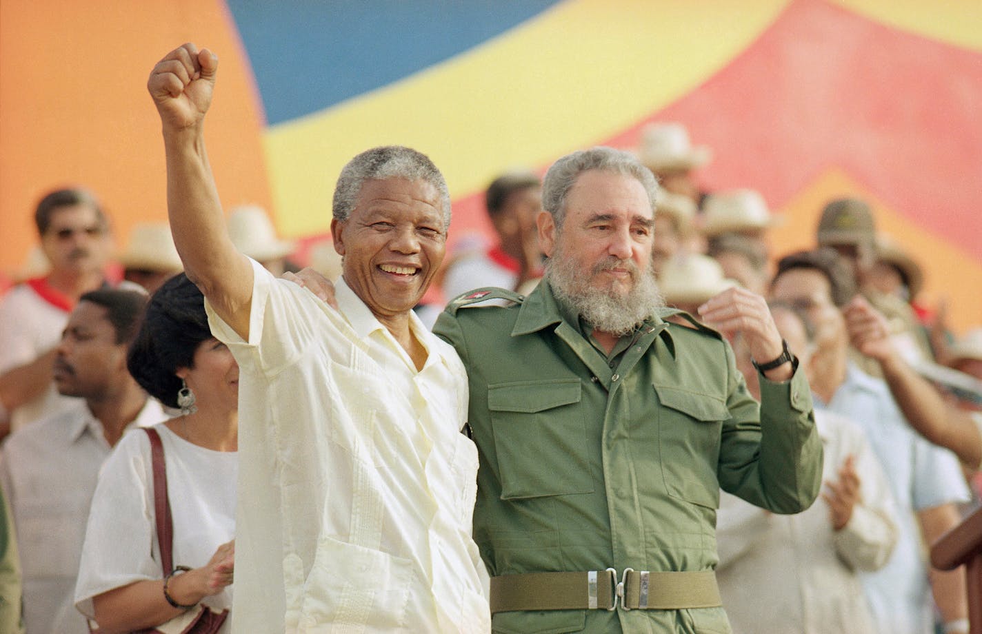 Cuban President Fidel Castro, right, and African leader Nelson Mandela in 1991.