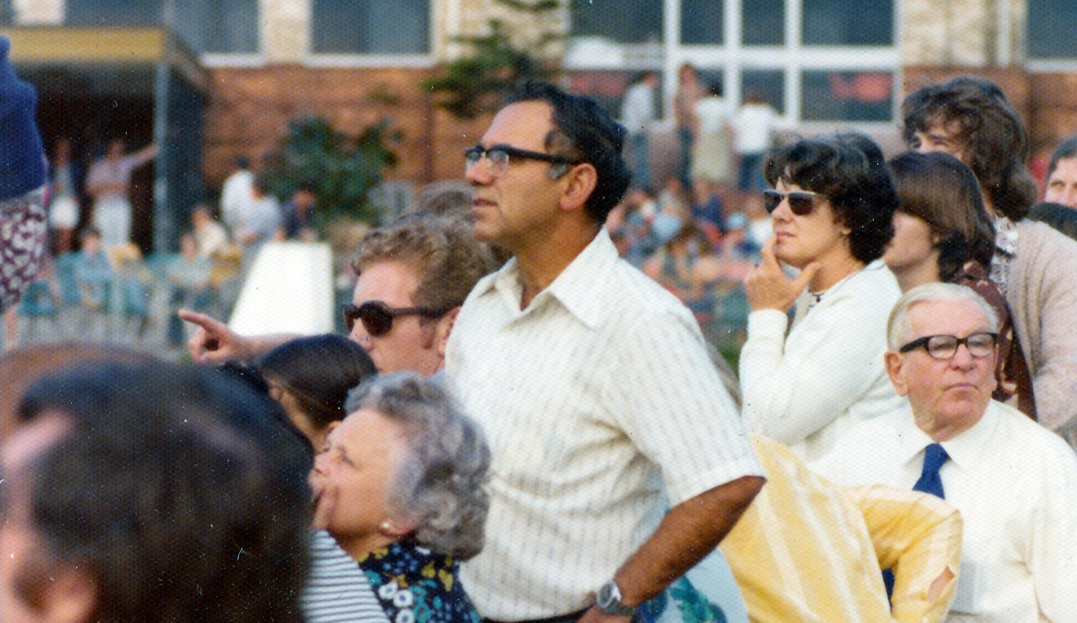 Avraham Shalom, center, in a scene from "The Gatekeepers," about former heads of the Israeli security agency, Shin Bet.