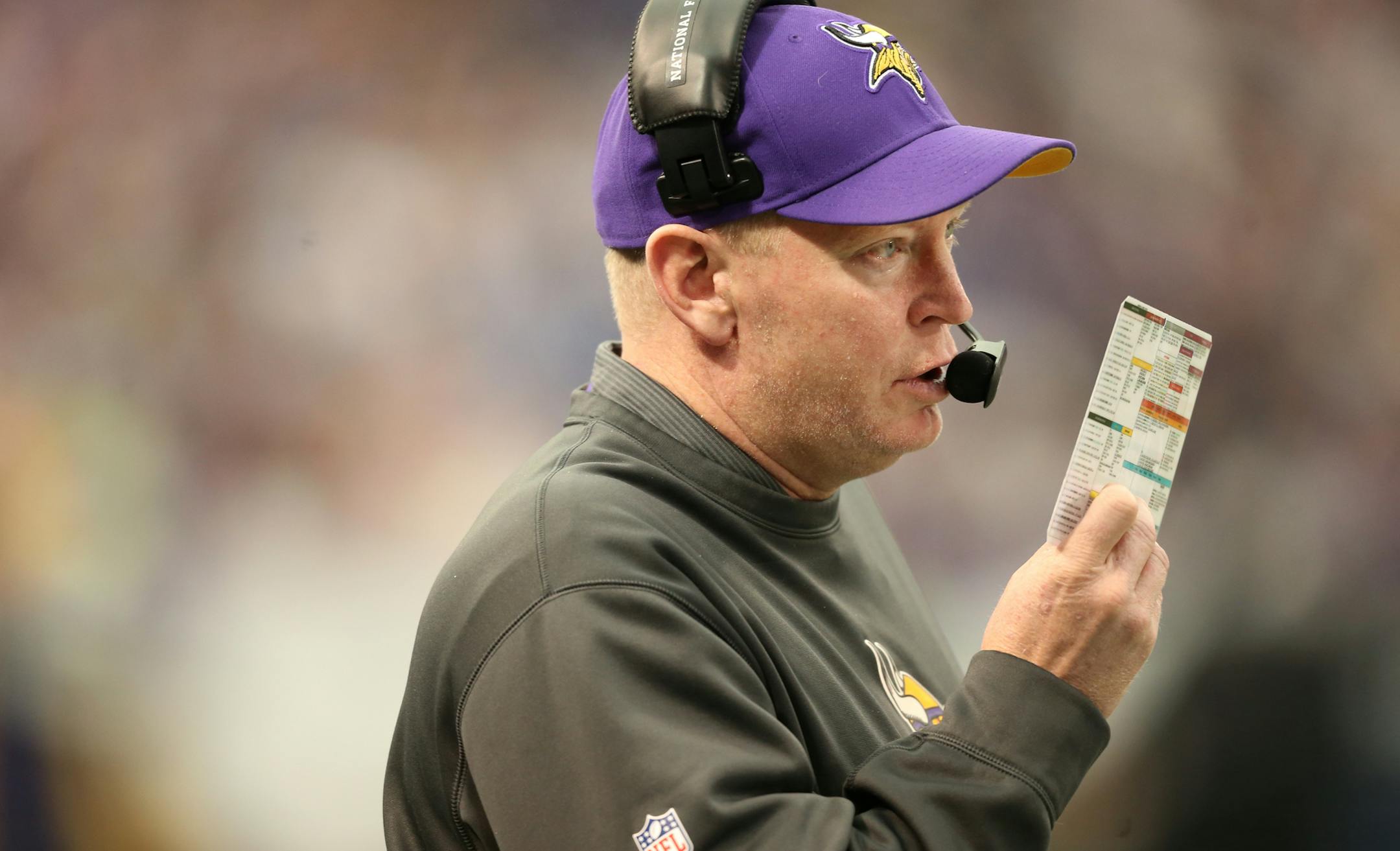 Vikings offensive coordinator Bill Musgrave called a play in the second quarter against the Detroit Lions in the final game at the Metrodome. ] MCKENNA EWEN · mckenna.ewen@startribune.com Minnesota Vikings and Detroit Lions - Mall of America Field in Minneapolis, Minn. - 12/22/2013