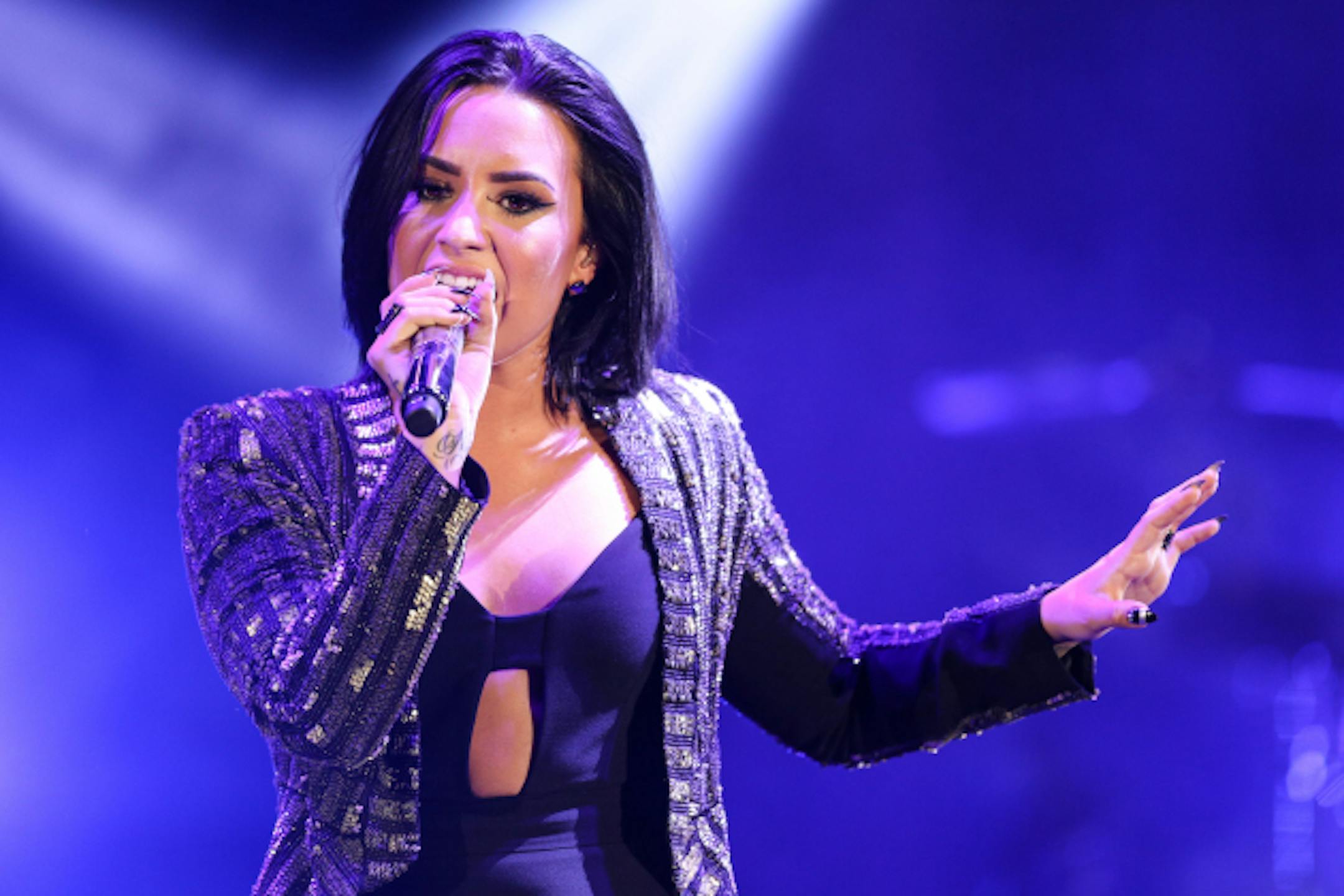Demi Lovato performs at the We Can Survive Concert at the Hollywood Bowl on Saturday, Oct. 24, 2015, in Los Angeles. (Photo by Rich Fury/Invision/AP)