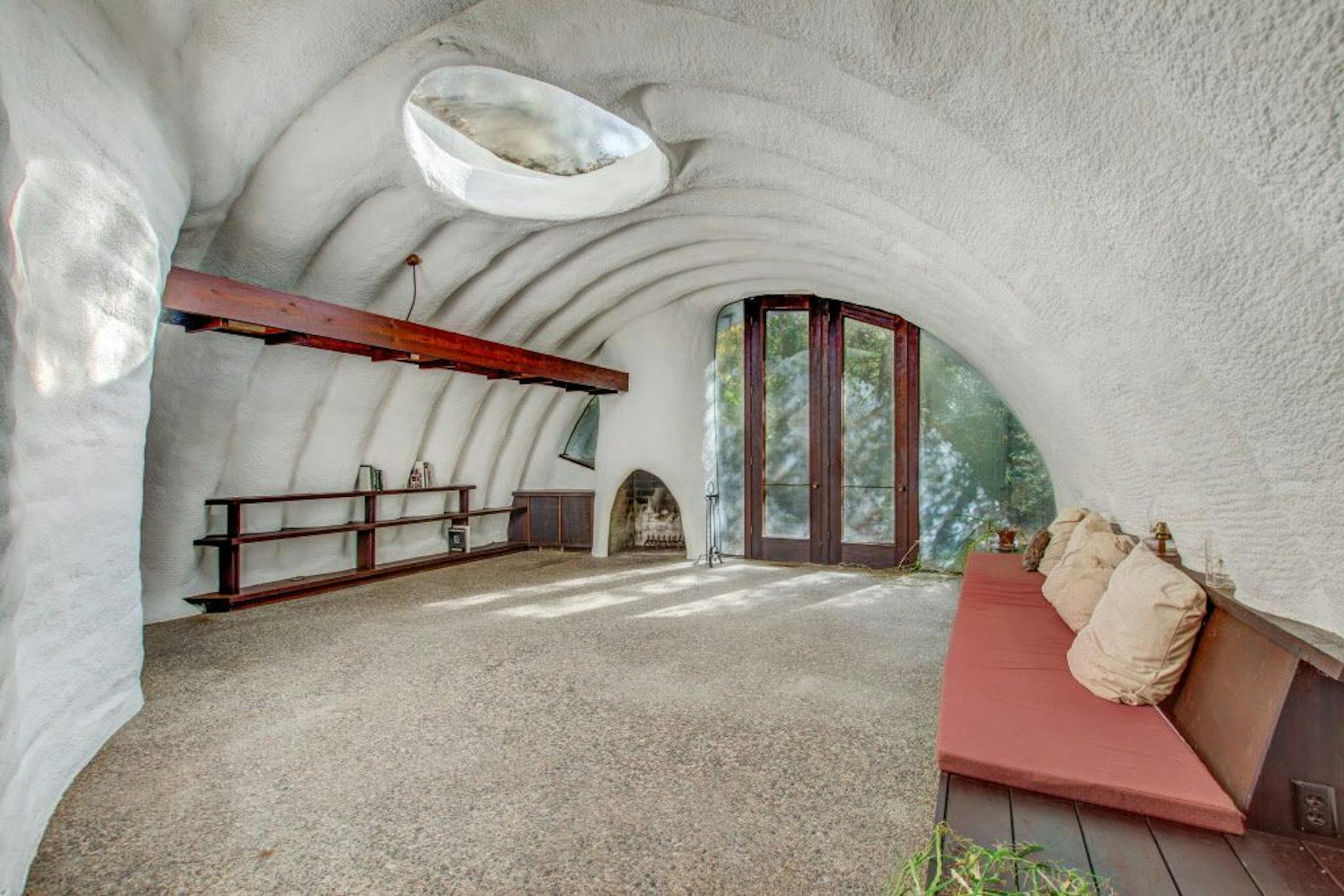 One of five skylights in the home, which is composed of spray foam insulation, steel and concrete.