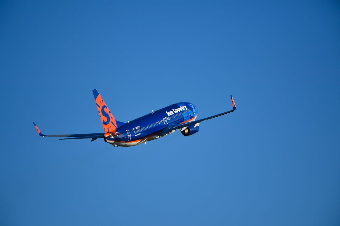 A Sun Country Airlines jet takes off from Minneapolis St. Paul International Airport MSP. File photo by Glen Stubbe/glen.stubbe@startribune.com ORG XMIT: MIN1901080831097770