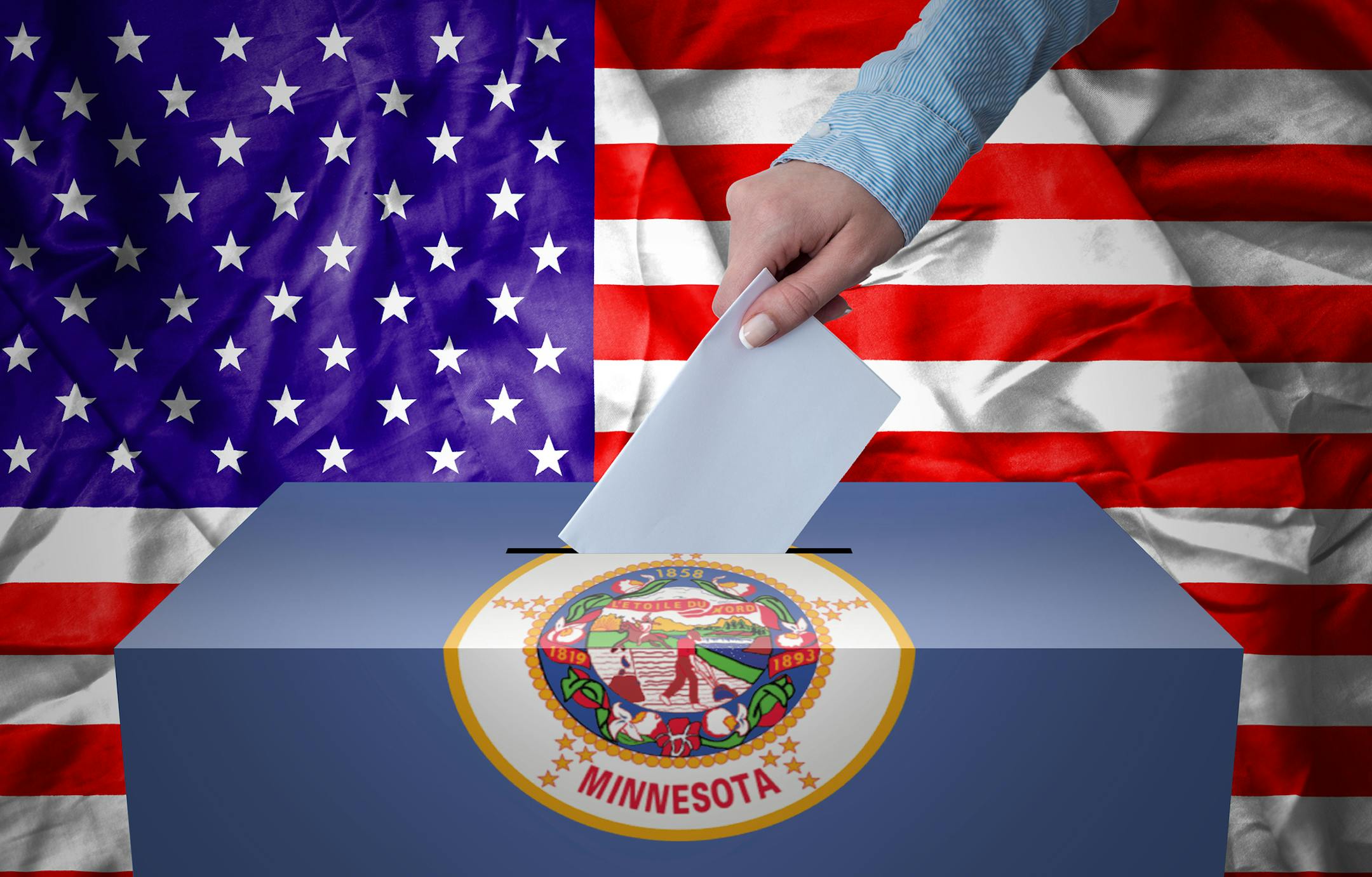 iStock
A hand casting a vote in a ballot box for an election in Minesota, USA.