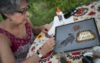 Seeds of creation: Crop artist Laura Melnick, top, worked on a piece for the State Fair's virtual showcase at her home in St. Paul. Melnick has won mo