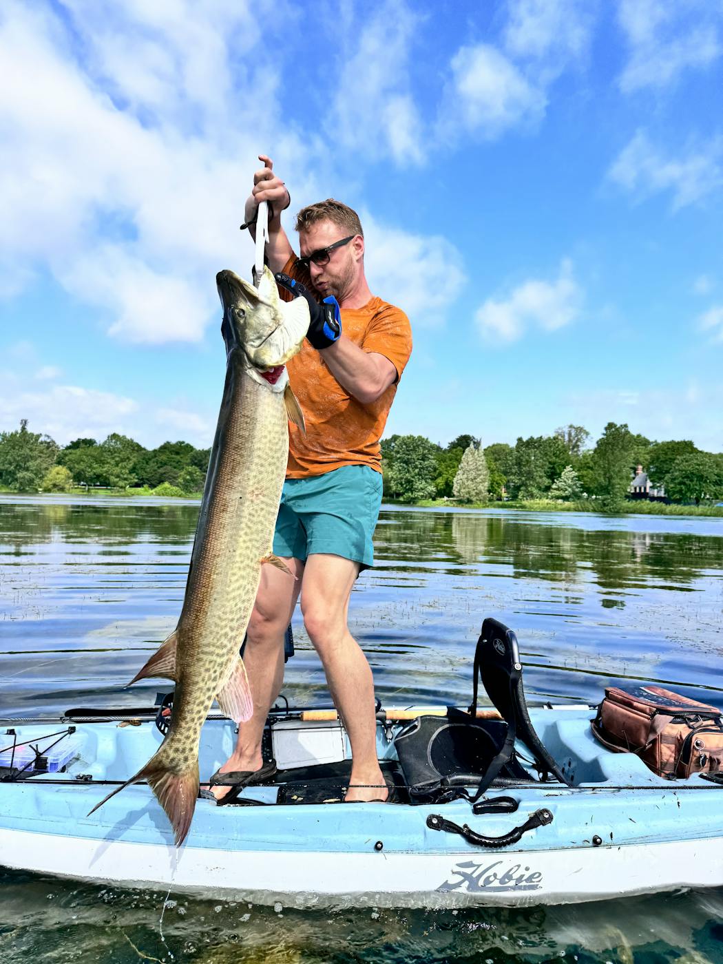 Dane Nelson with his 51-inch muskie caught in the metro.