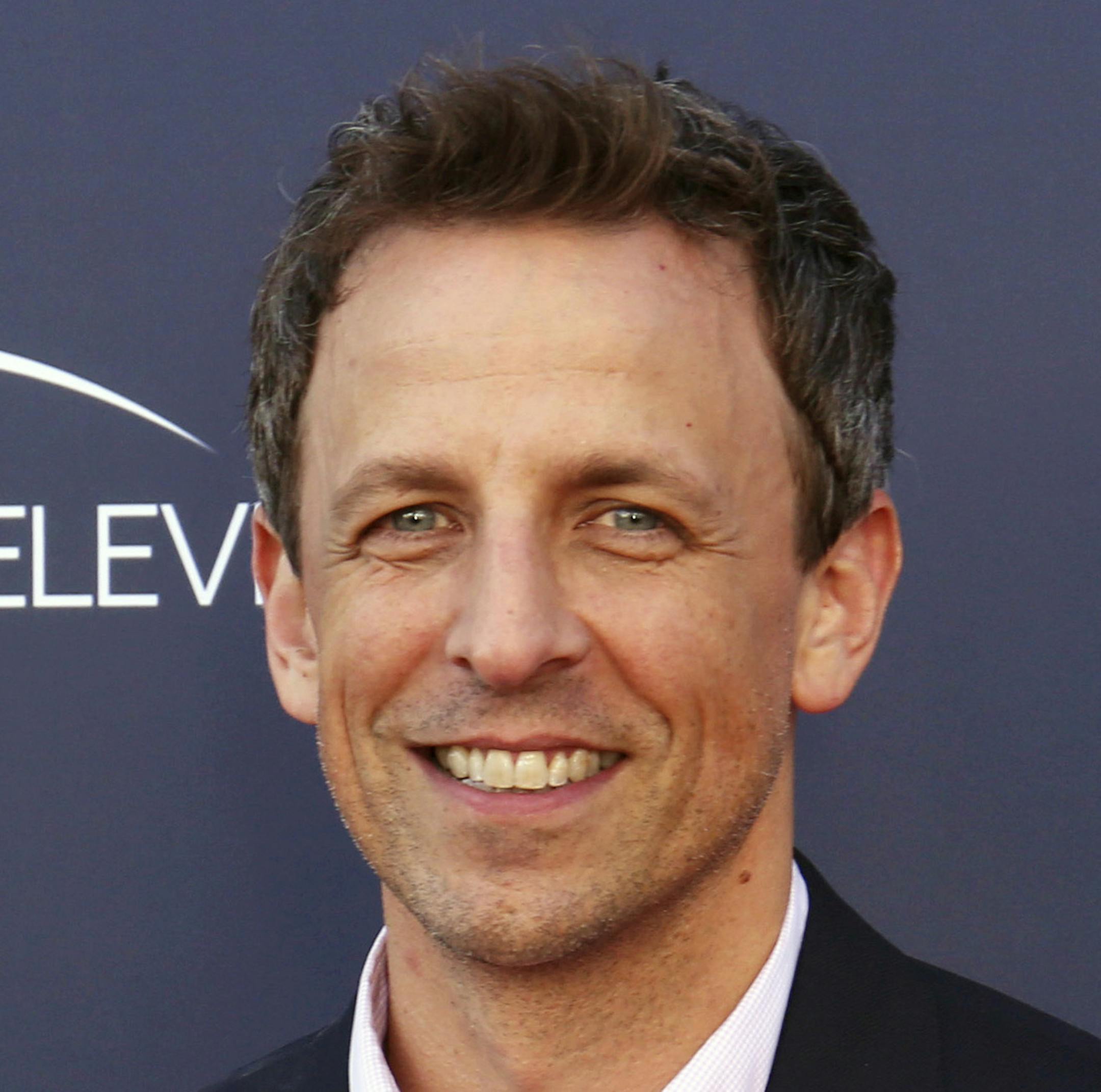 FILE - In this May 19, 2017 file photo, Seth Meyers arrives at the "Late Night with Seth Meyers" FYC event in Los Angeles. Meyers will host the 75th Golden Globe Awards on Sunday, Jan. 7, 2018 on NBC. (Photo by Willy Sanjuan/Invision/AP, File)